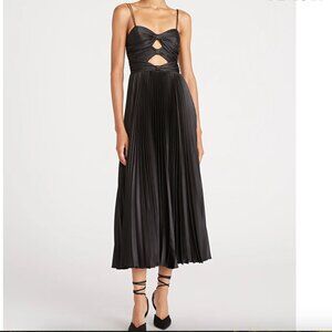 AMUR Afra Pleated Cuout Dress Black Pleated Midi Dress size 4